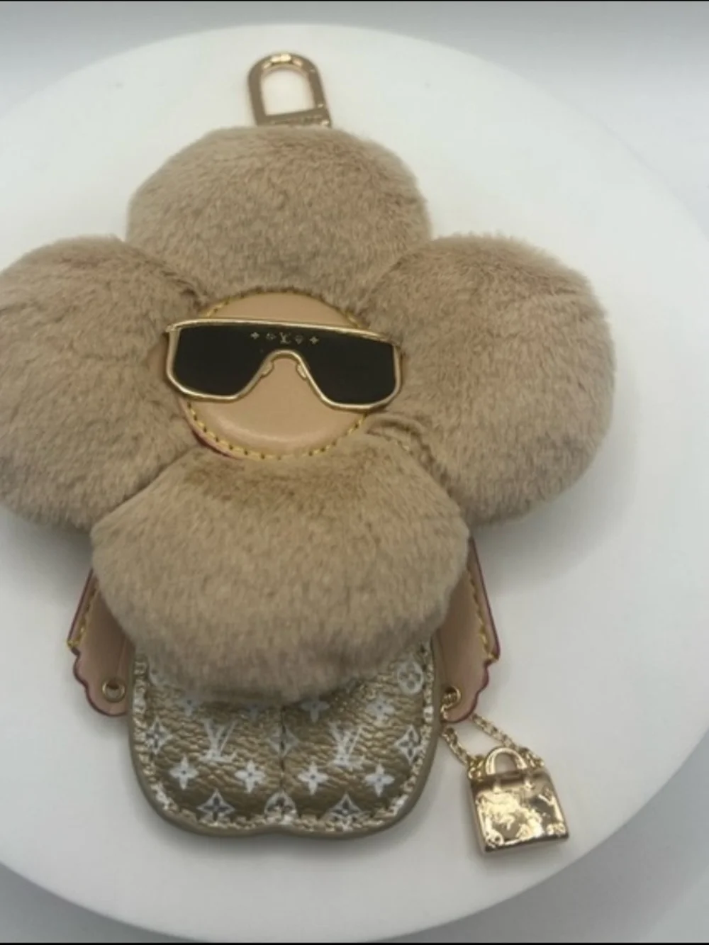 Lv Vivienne Flower Fur Bag Charm Keychain